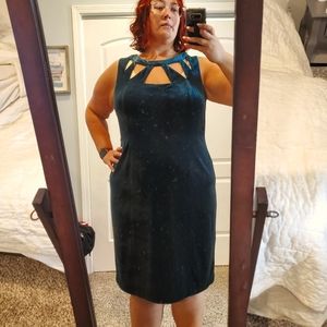 Emerald Green velvet cut-out cocktail dress